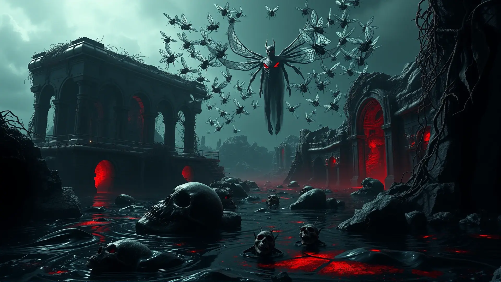 Templo demoníaco en ruinas evoca horror ancestral