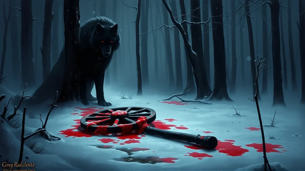 Lobo monstruoso acecha en bosque nevado francés