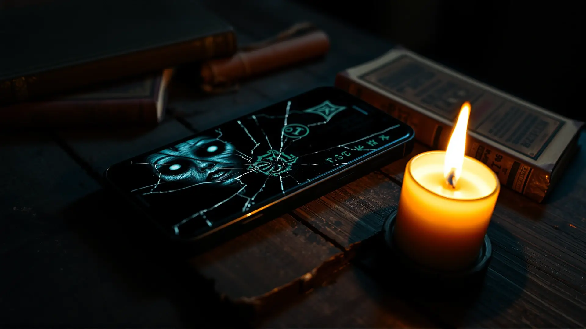 Pantalla rota revela imágenes inquietantes y oscuras