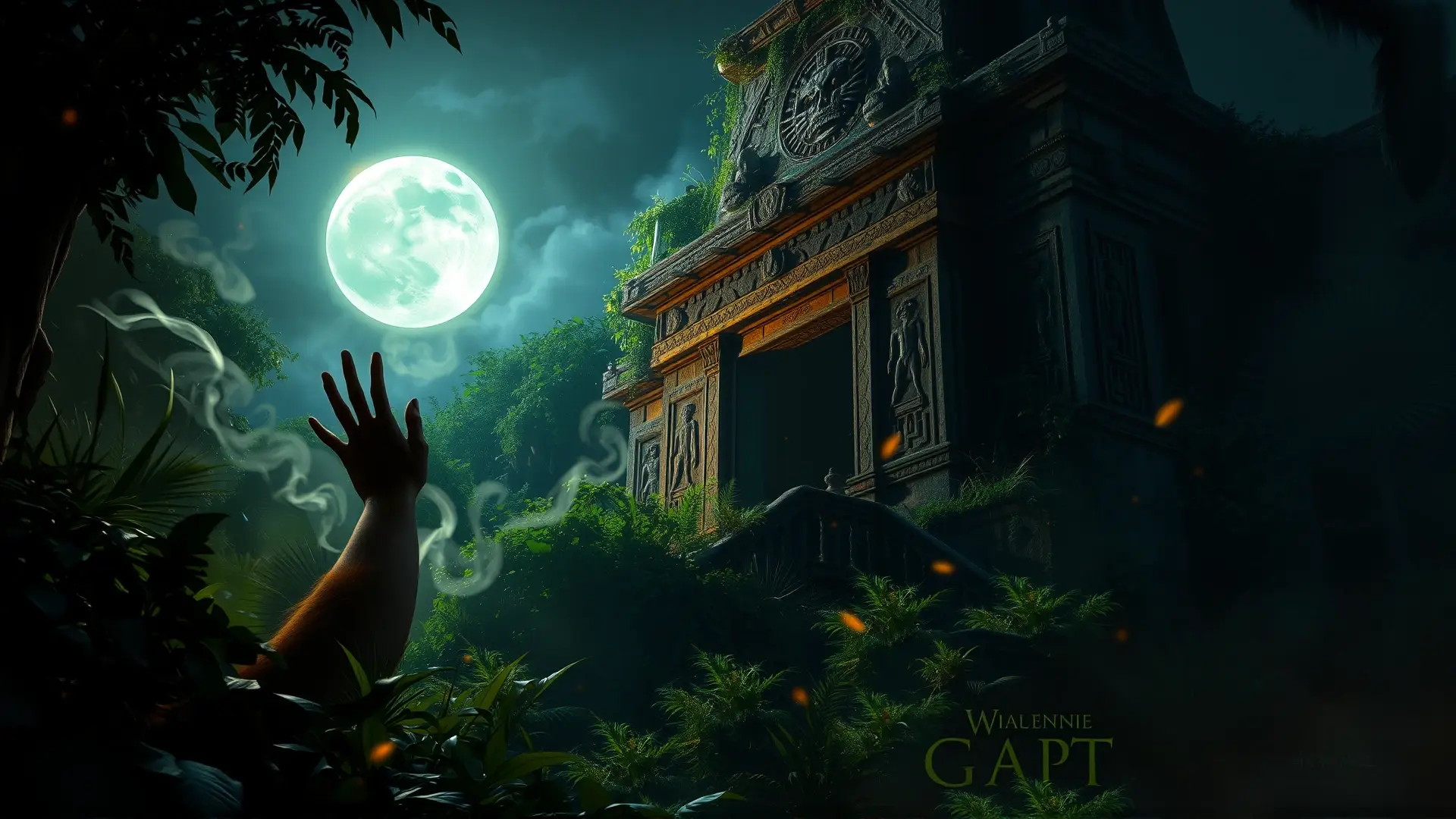 Nahual se transforma frente a templo azteca