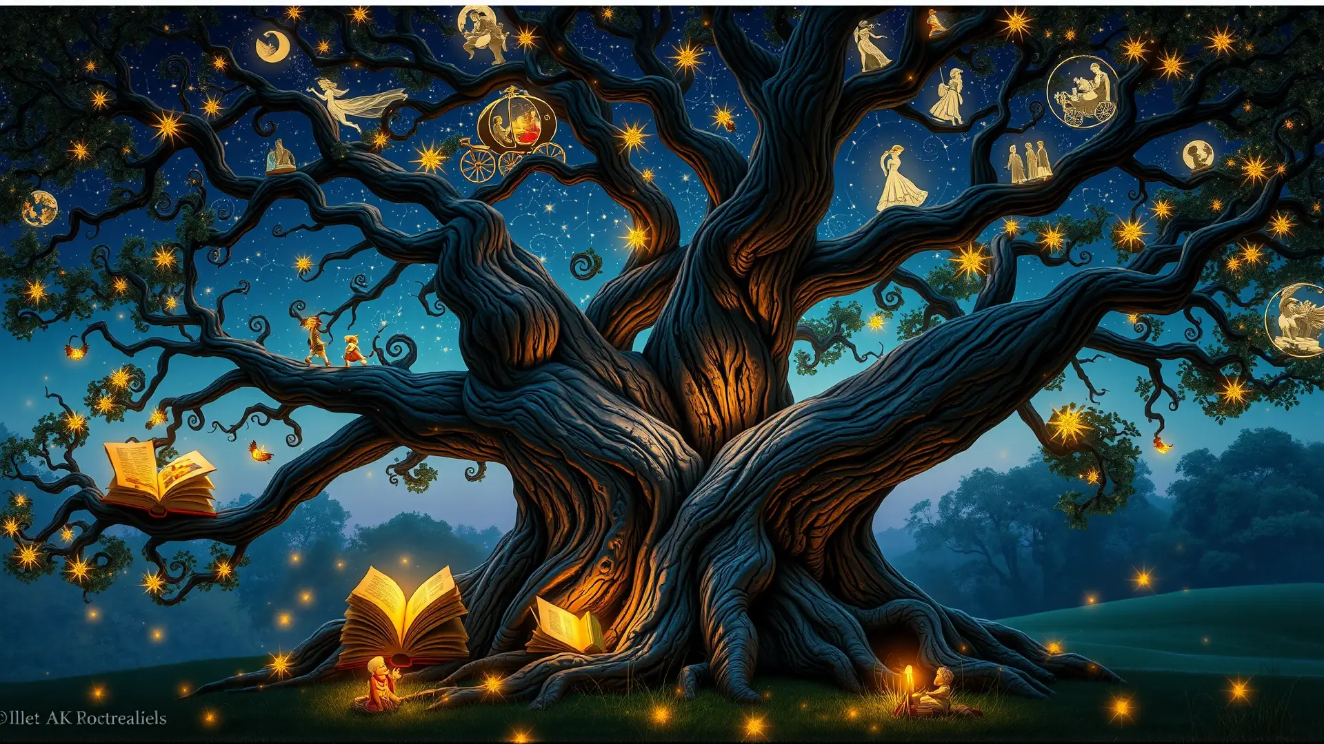 Un árbol mágico narra cuentos de hadas
