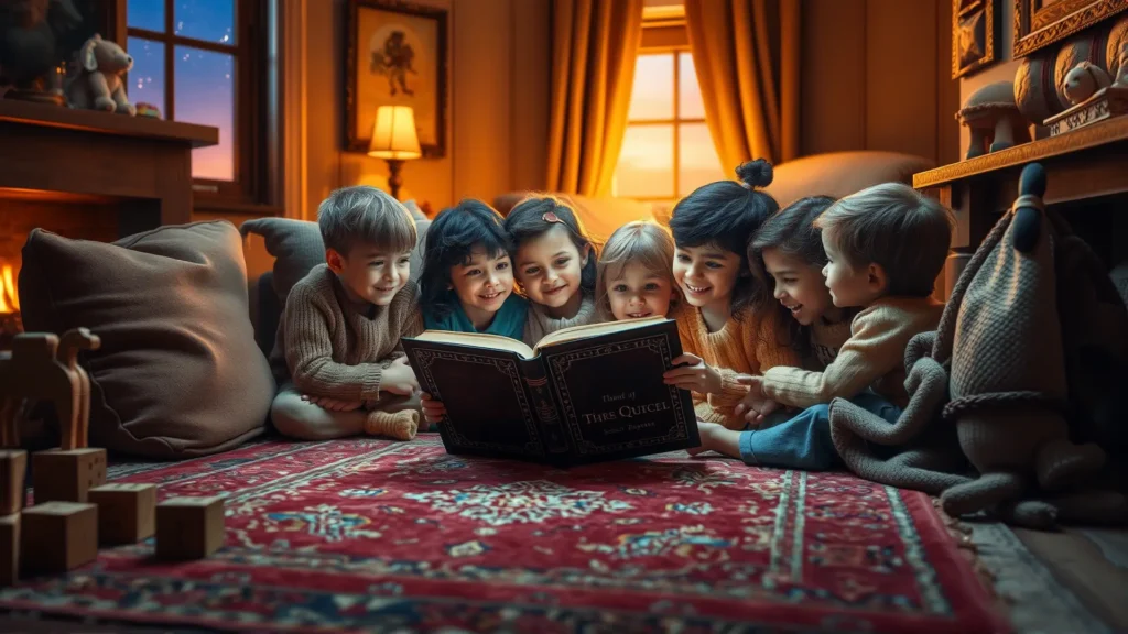 Niños escuchan un cuento con magia