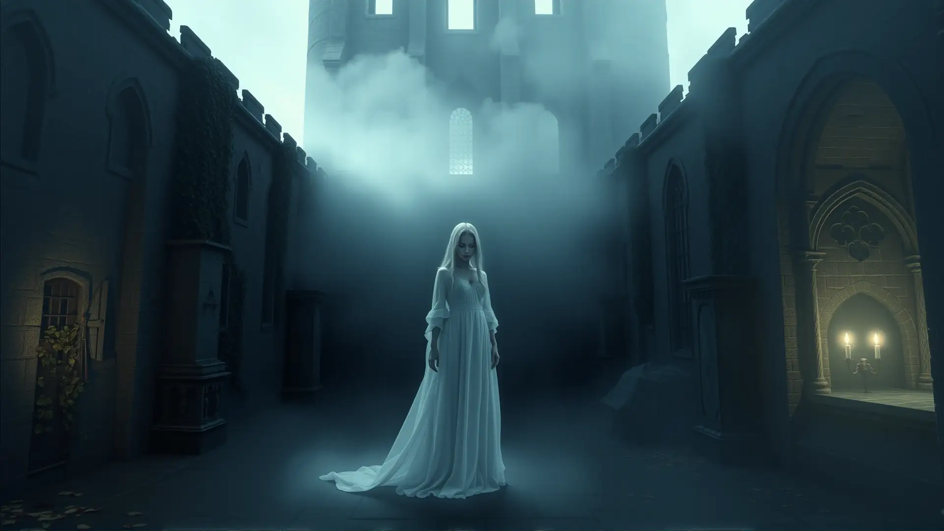 La Dama Blanca embruja un castillo crepuscular