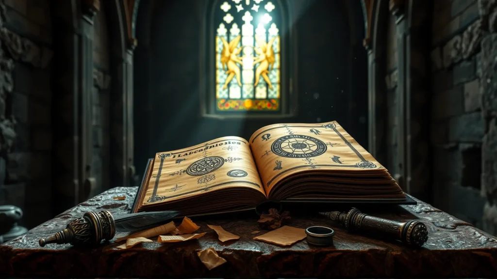 Un grimorio arcano irradia misterio y conocimiento prohibido