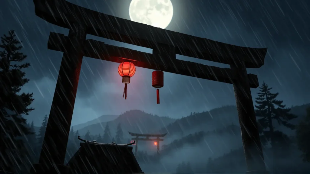 Un Torii antiguo y tormentoso