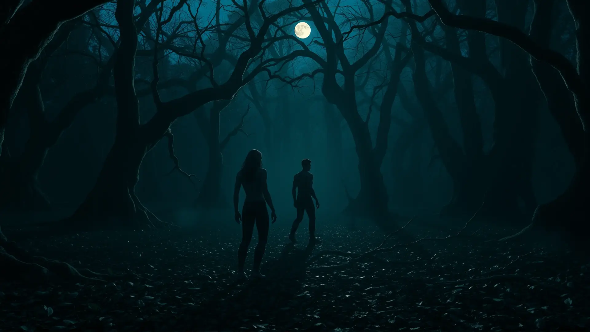 Silueta humana se transforma en el bosque