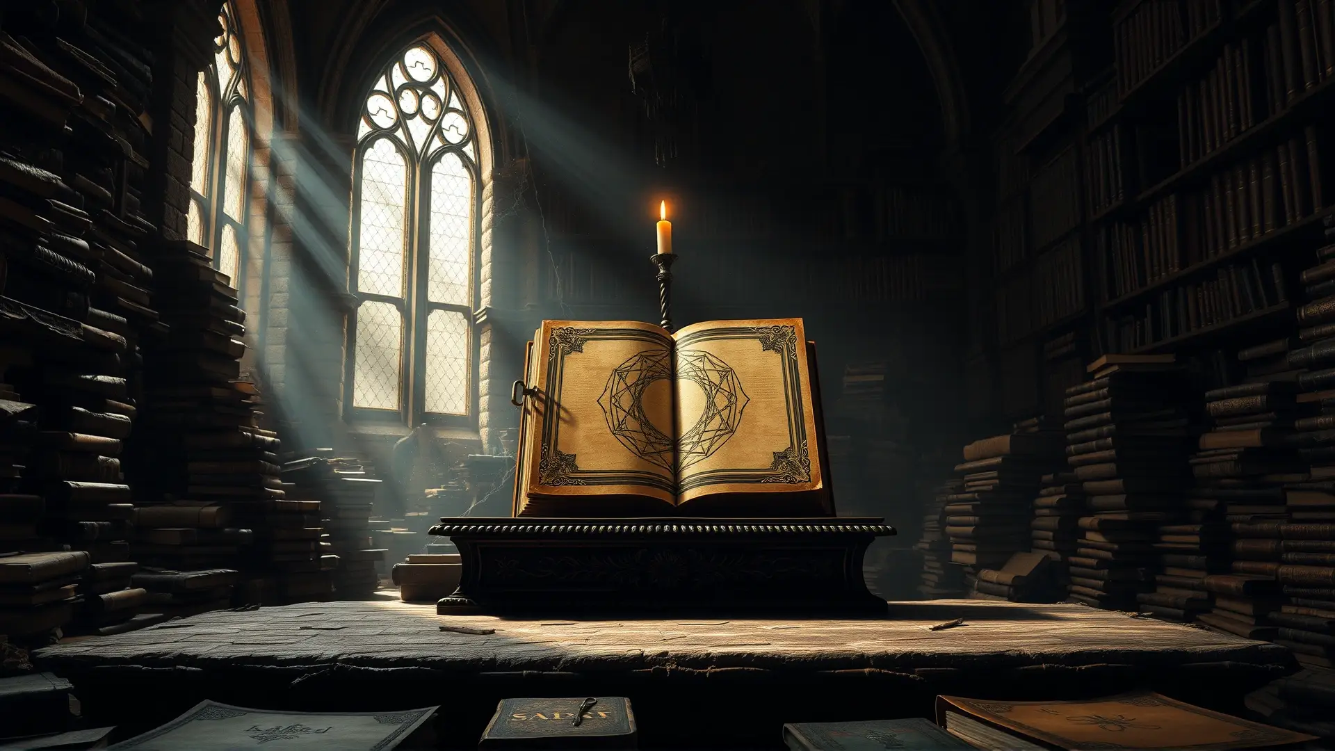 Antigua biblioteca evoca horror cósmico y decadencia