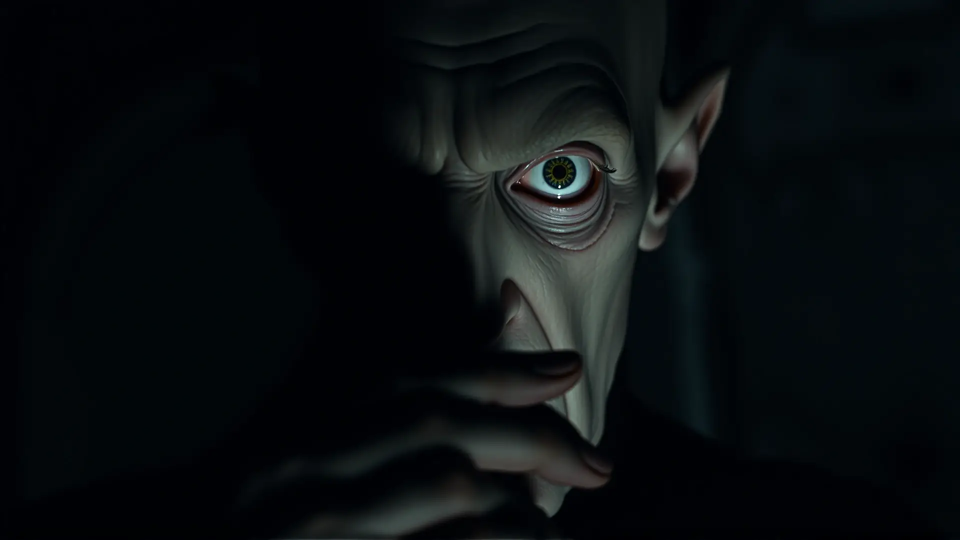 Orlok, pálido y amenazante, observa desde las sombras