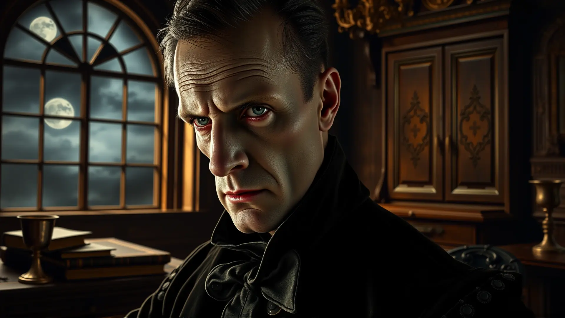 Retrato realista, melancólico y detallado de un aristócrata enfermo