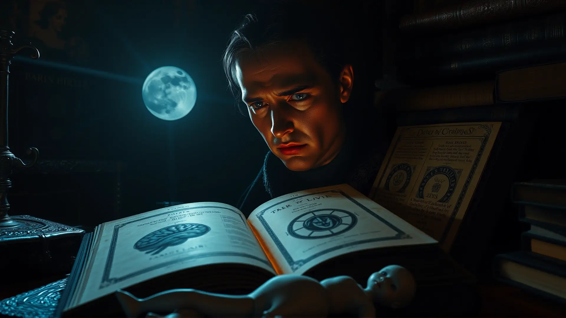 Conflicto interno en estudio victoriano sombrío