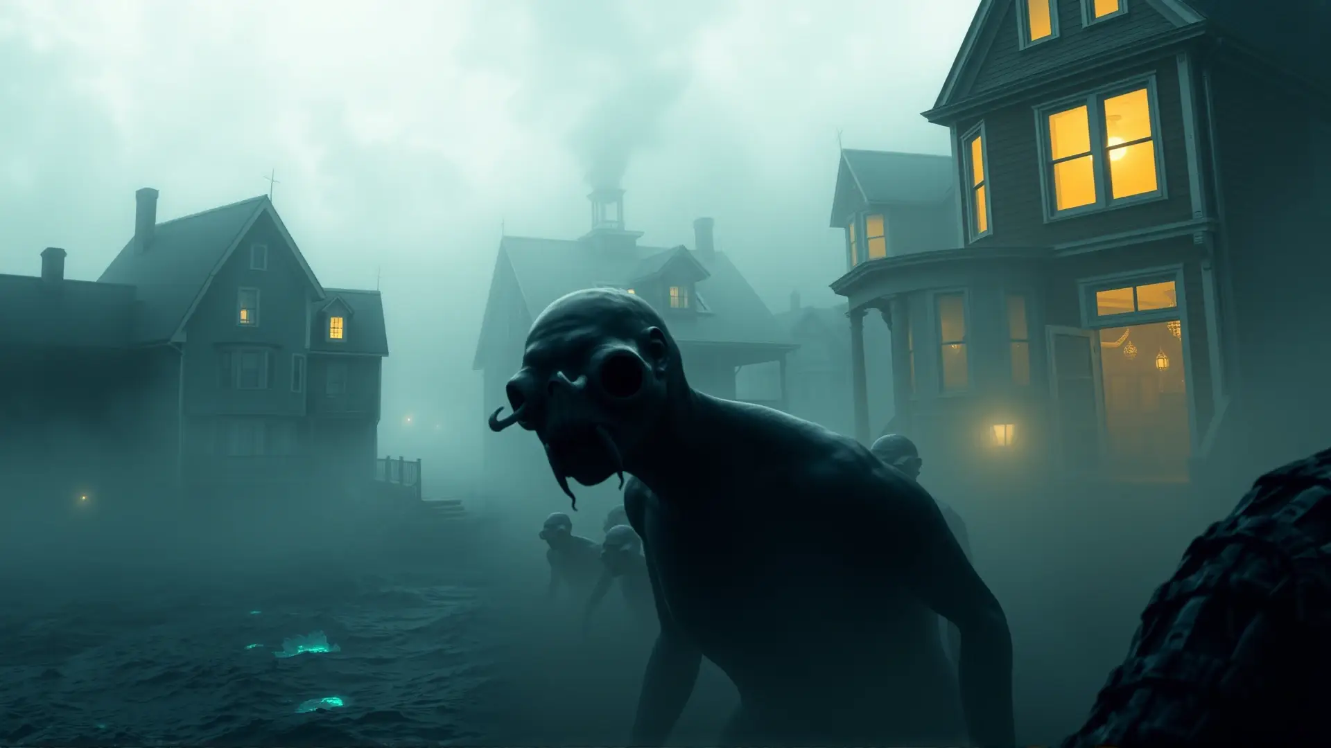 Pueblo costero decadente, horror cósmico inminente