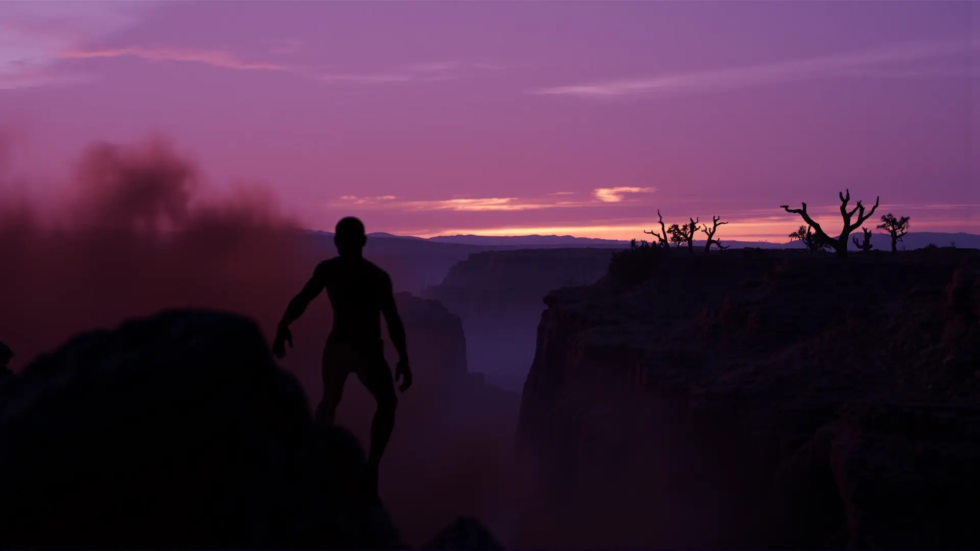 Canyon crepuscular misterioso sugiere criatura huidiza