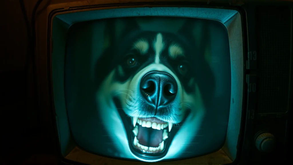 Televisor antiguo muestra rostro canino perturbador