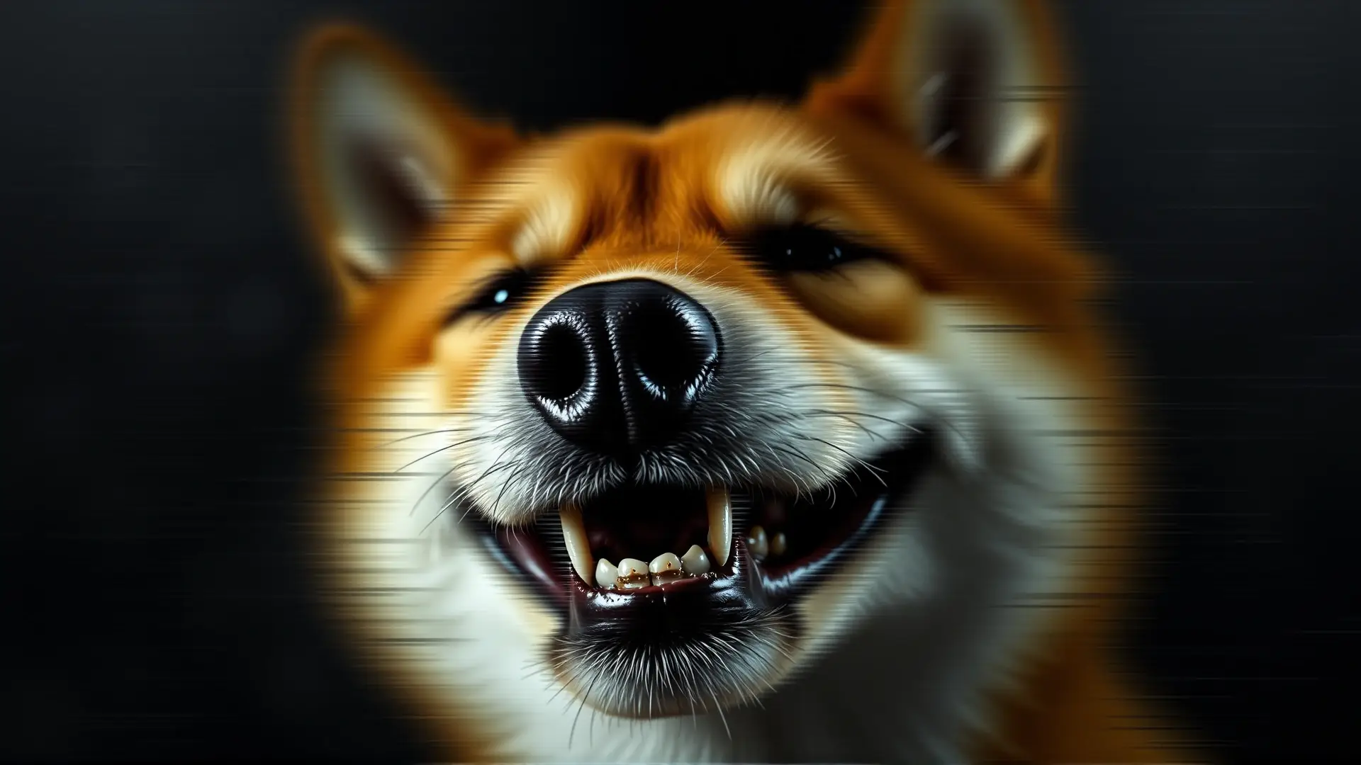 Un Shiba Inu sonríe inquietantemente en el vacío digital